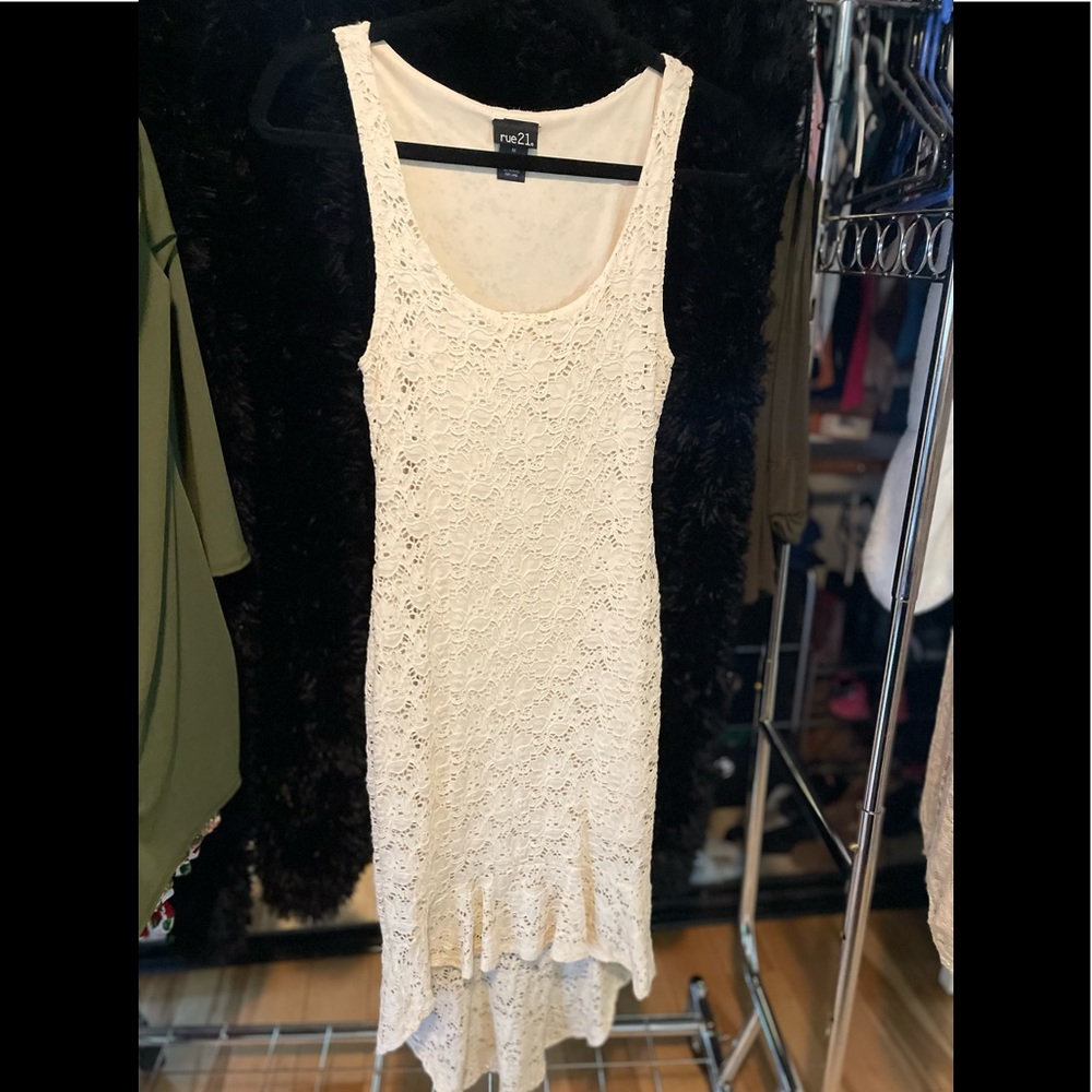High low cream lace dress
